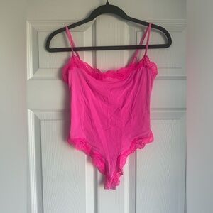 Skims Pink Lace Trim Bodysuit